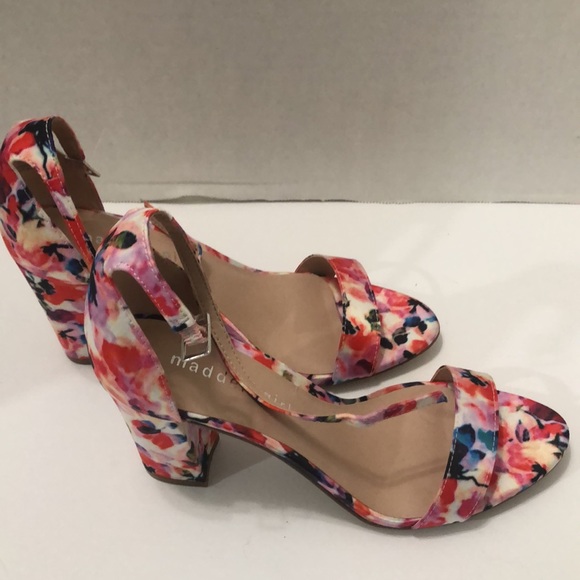 Madden Girl floral heels size 7 ankle strap open toe pink multicolored - Picture 2 of 6